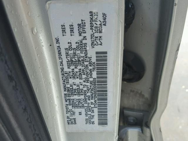 5TEHN72N32Z009929 - 2002 TOYOTA TACOMA DOU WHITE photo 10