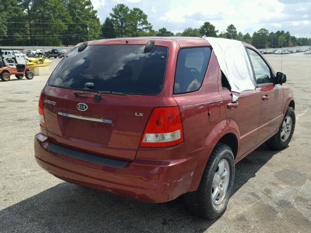 KNDJD733565594815 - 2006 KIA SORENTO EX MAROON photo 4