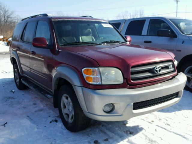 5TDZT34A42S067476 - 2002 TOYOTA SEQUOIA SR RED photo 1