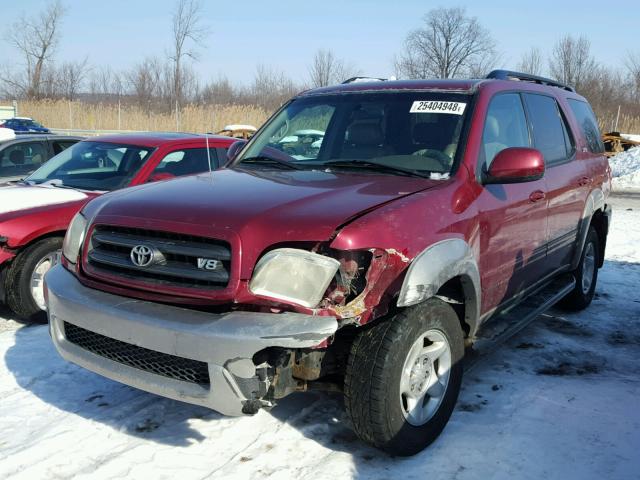 5TDZT34A42S067476 - 2002 TOYOTA SEQUOIA SR RED photo 2