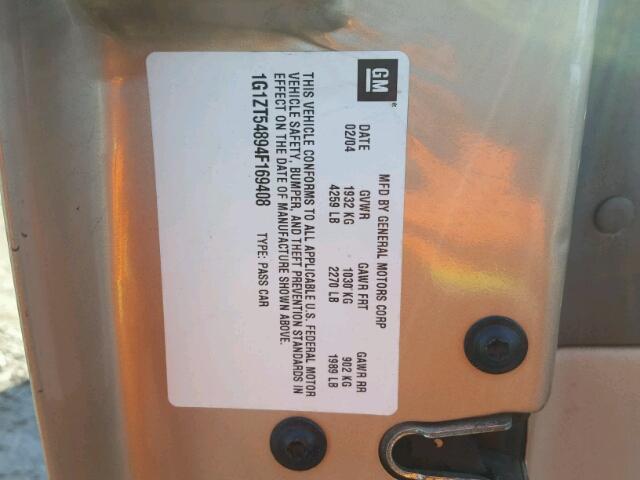 1G1ZT54894F169408 - 2004 CHEVROLET MALIBU LS GOLD photo 10