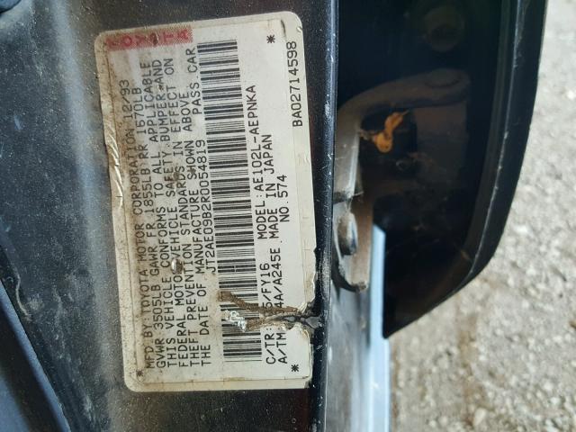 JT2AE09B2R0054819 - 1994 TOYOTA COROLLA LE BLACK photo 10