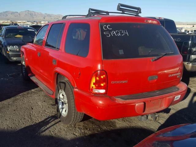 1D8HR58N93F519234 - 2003 DODGE DURANGO SL RED photo 3