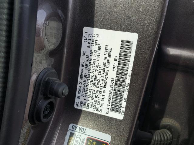 5J6RM4H38EL095389 - 2014 HONDA CR-V LX TAN photo 10