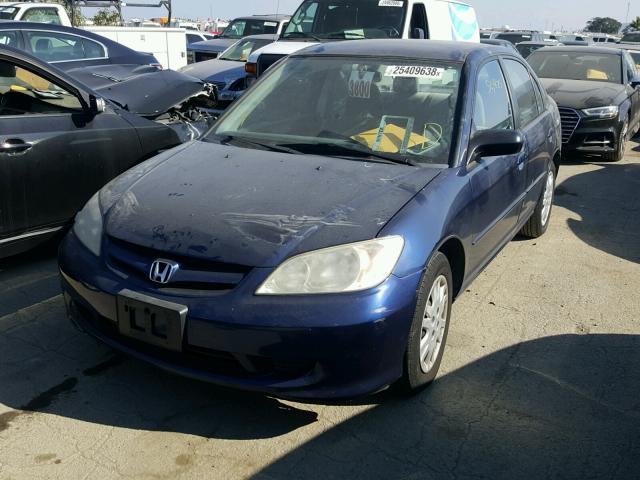 JHMES16535S005065 - 2005 HONDA CIVIC LX BLUE photo 2