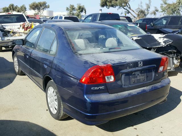 JHMES16535S005065 - 2005 HONDA CIVIC LX BLUE photo 3