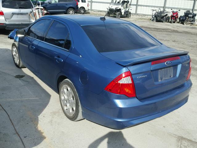 3FAHP0HA4AR341825 - 2010 FORD FUSION SE BLUE photo 3