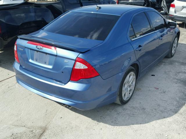 3FAHP0HA4AR341825 - 2010 FORD FUSION SE BLUE photo 4