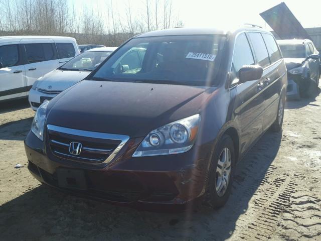 5FNRL384X7B109181 - 2007 HONDA ODYSSEY EX MAROON photo 2