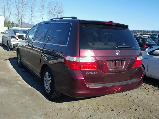 5FNRL384X7B109181 - 2007 HONDA ODYSSEY EX MAROON photo 3