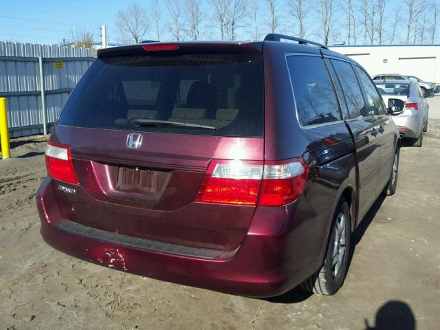 5FNRL384X7B109181 - 2007 HONDA ODYSSEY EX MAROON photo 4