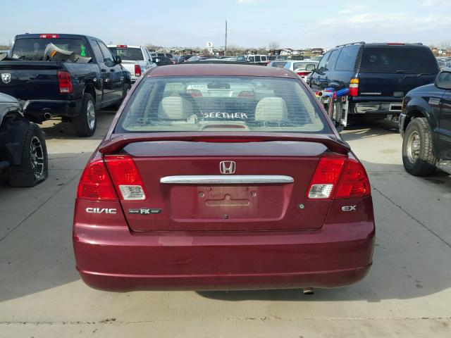 2HGES26773H562009 - 2003 HONDA CIVIC EX წითელი ფოტო 10