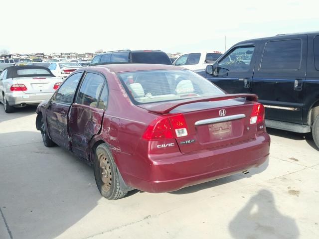 2HGES26773H562009 - 2003 HONDA CIVIC EX RED photo 3