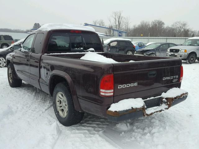 1D7GL12K64S634584 - 2004 DODGE DAKOTA SXT MAROON photo 3