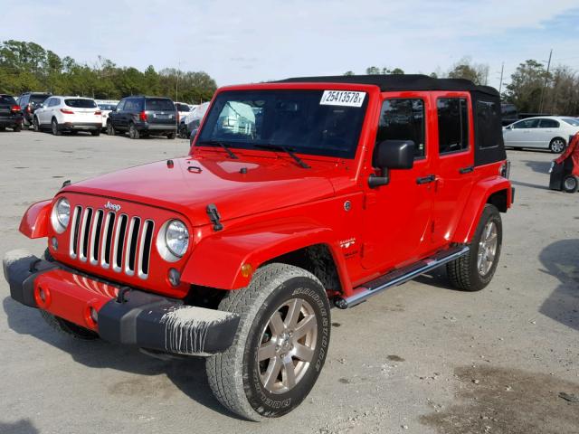 1C4BJWEG4GL297006 - 2016 JEEP WRANGLER U RED photo 2