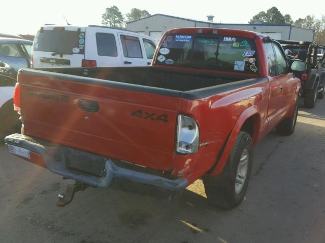 1B7GG22N21S135324 - 2001 DODGE DAKOTA RED photo 4