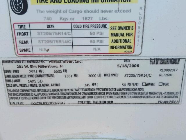 4X4TRLB217D092817 - 2007 FORR ROCKWOOD WHITE photo 10