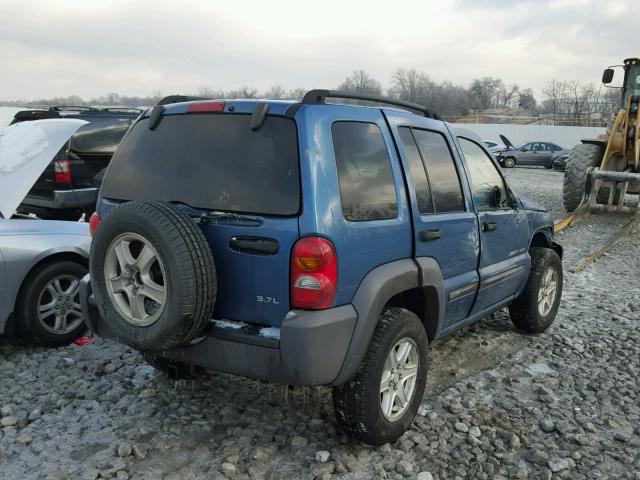 1J4GL48K03W589257 - 2003 JEEP LIBERTY SP BLUE photo 4