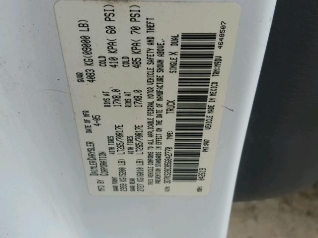 3D7KS28C85G842770 - 2005 DODGE RAM 2500 S WHITE photo 10
