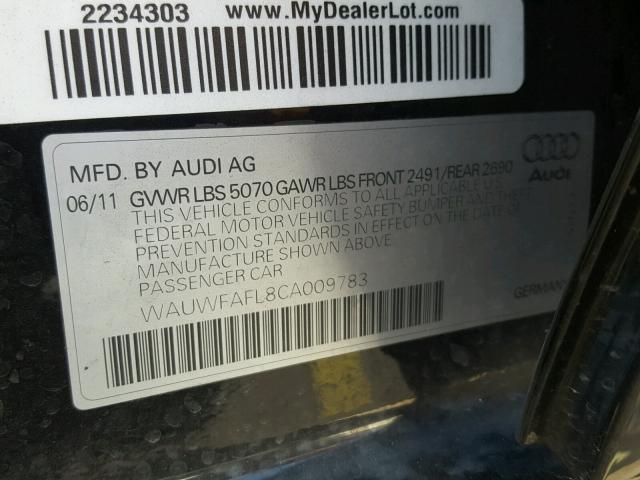 WAUWFAFL8CA009783 - 2012 AUDI A4 PREMIUM BLACK photo 10