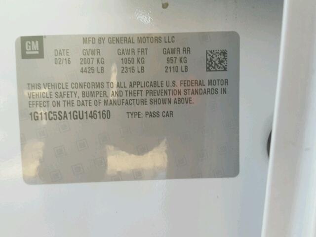 1G11C5SA1GU146160 - 2016 CHEVROLET MALIBU LIM თეთრი ფოტო 10