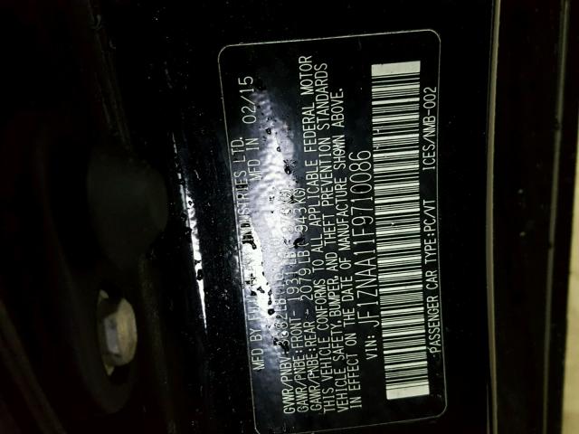 JF1ZNAA11F9710086 - 2015 TOYOTA SCION FR-S შავი ფოტო 10