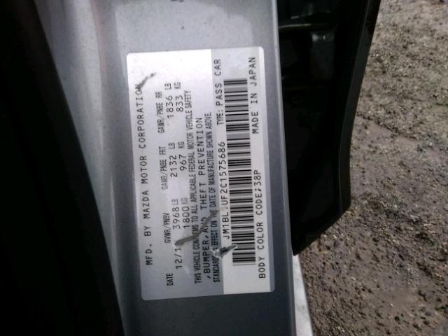 JM1BL1UF2C1575686 - 2012 MAZDA 3 I SILVER photo 10