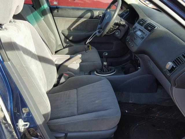 1HGES25723L022734 - 2003 HONDA CIVIC EX ლურჯი ფოტო 5