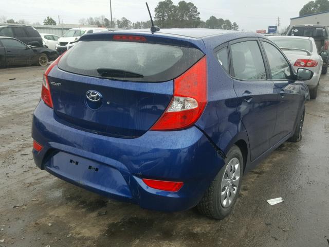 KMHCT5AE4GU257768 - 2016 HYUNDAI ACCENT SE BLUE photo 4