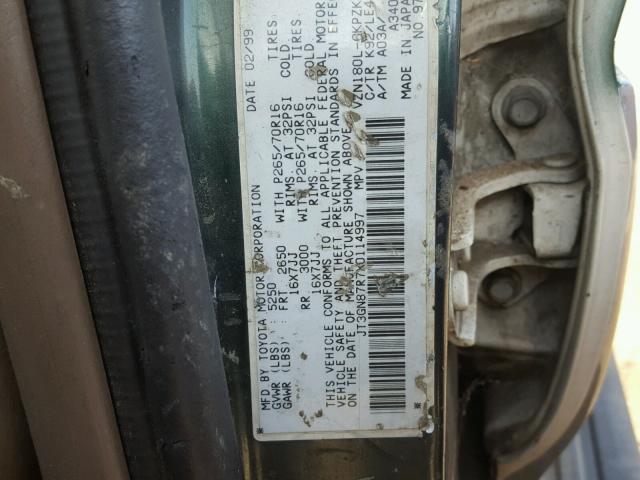 JT3GN87R7X0114997 - 1999 TOYOTA 4RUNNER LI GREEN photo 10