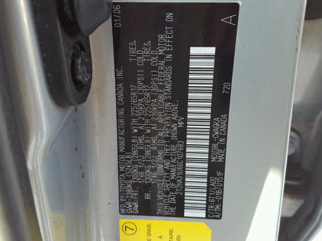 2T2HA31UX6C107683 - 2006 LEXUS RX 330 SILVER photo 10