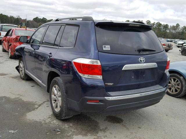 5TDZK3EH4DS115625 - 2013 TOYOTA HIGHLANDER BLUE photo 3