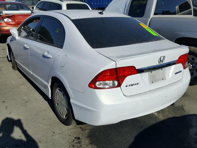 JHMFA3F20AS006886 - 2010 HONDA CIVIC HYBR WHITE photo 3