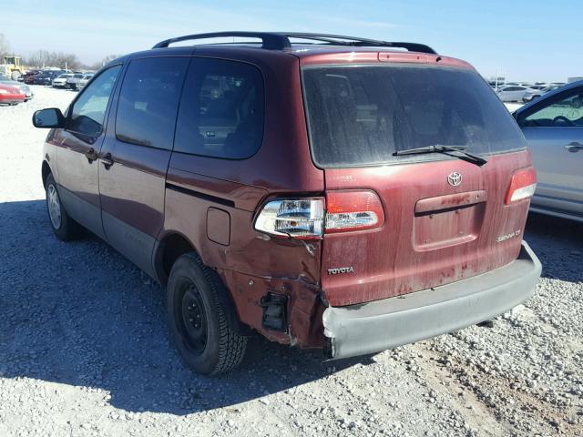 4T3ZF19C73U523489 - 2003 TOYOTA SIENNA CE BURGUNDY photo 3