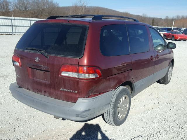 4T3ZF19C73U523489 - 2003 TOYOTA SIENNA CE BURGUNDY photo 4