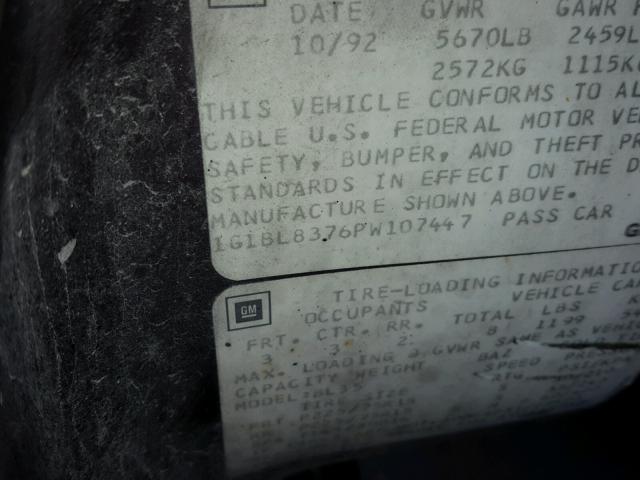 1G1BL8376PW107447 - 1993 CHEVROLET CAPRICE CL Beyaz fotoğraf 10