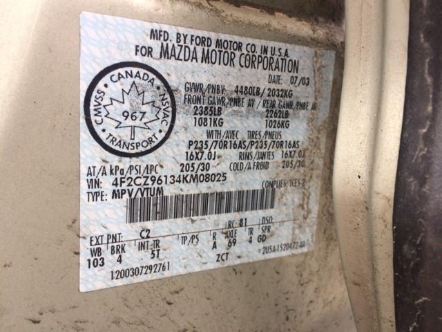 4F2CZ96134KM08025 - 2004 MAZDA TRIBUTE ES BROWN photo 9