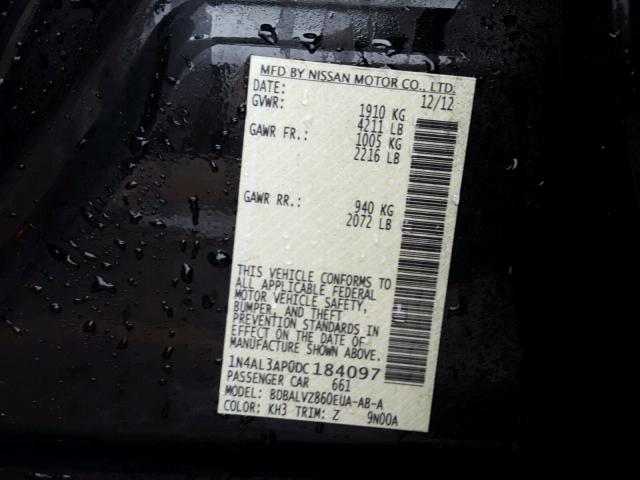 1N4AL3AP0DC184097 - 2013 NISSAN ALTIMA 2.5 BLACK photo 10