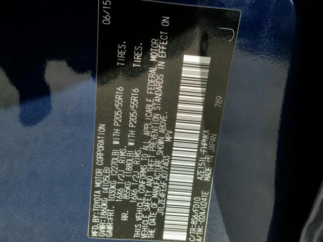 JTLZE4FE6FJ077403 - 2015 TOYOTA SCION XB BLUE photo 10