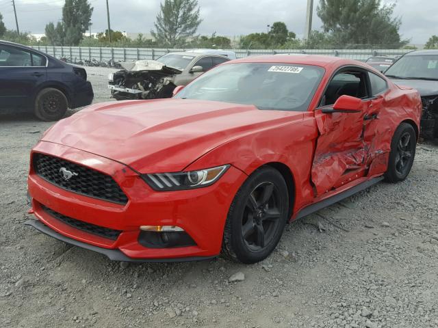 1FA6P8TH8F5418779 - 2015 FORD MUSTANG RED photo 2