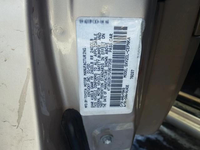 4T1BG22K1YU967358 - 2000 TOYOTA CAMRY CE GRAY photo 10