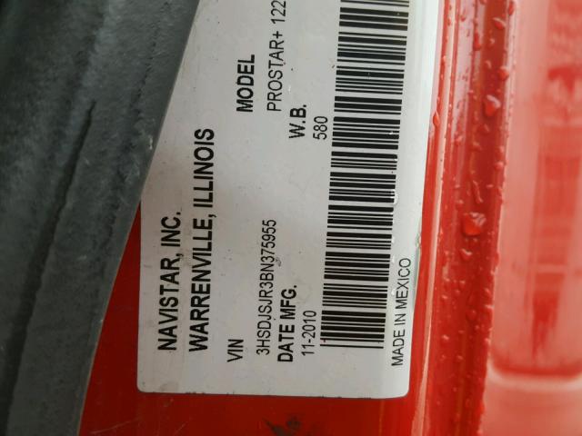 3HSDJSJR3BN375955 - 2011 INTERNATIONAL PROSTAR წითელი ფოტო 10