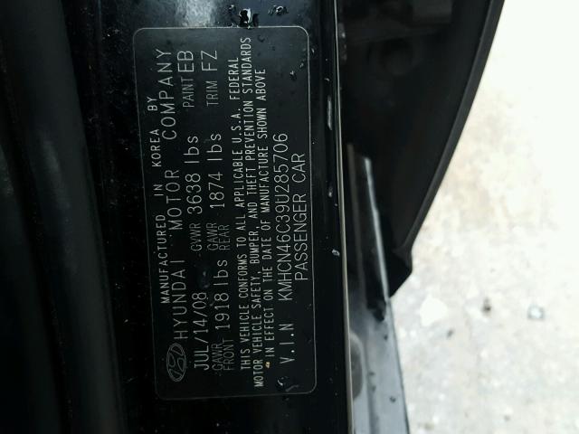 KMHCN46C39U285706 - 2009 HYUNDAI ACCENT GLS BLACK photo 10