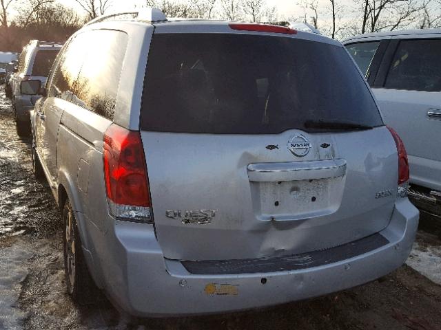 5N1BV28U97N117582 - 2007 NISSAN QUEST S SILVER photo 3