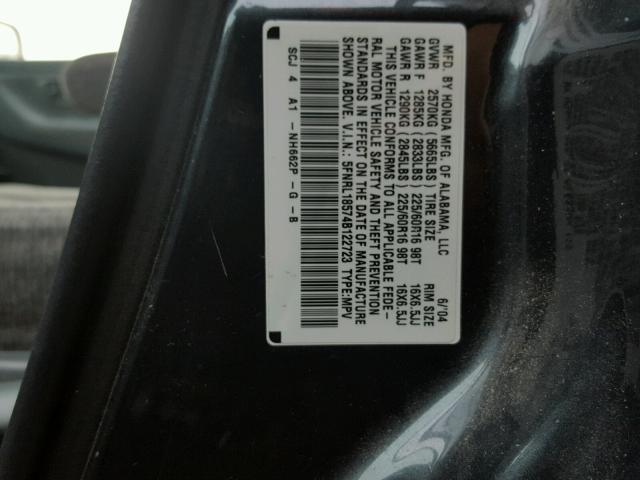 5FNRL18574B122723 - 2004 HONDA ODYSSEY LX GRAY photo 10