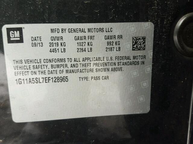 1G11A5SL7EF128965 - 2014 CHEVROLET MALIBU LS CHARCOAL photo 10