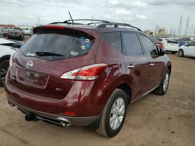 JN8AZ1MU3CW114531 - 2012 NISSAN MURANO S BURGUNDY photo 4