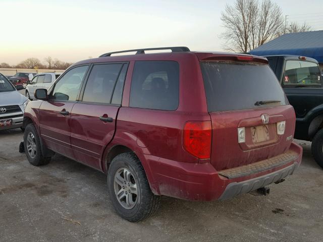 2HKYF18574H601678 - 2004 HONDA PILOT EXL RED photo 3