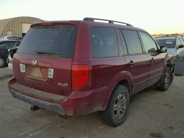 2HKYF18574H601678 - 2004 HONDA PILOT EXL RED photo 4