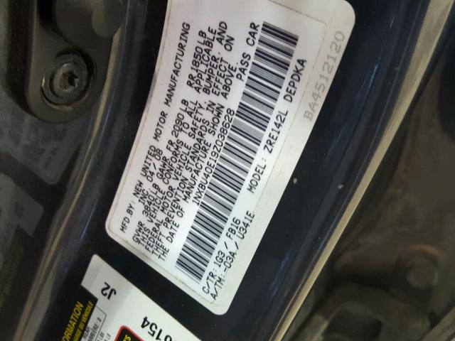 1NXBU40E19Z038628 - 2009 TOYOTA COROLLA BA GRAY photo 10